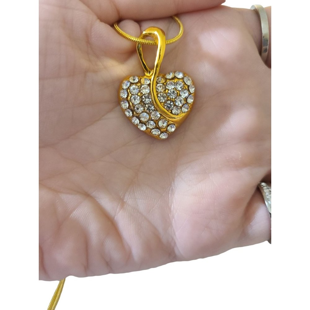 Gold Color Heart Earrings and Necklace Set